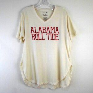 Alabama Roll Tide V-Neck Short Sleeve Ivory Red T-Shirt Pressbox Royce Apparel